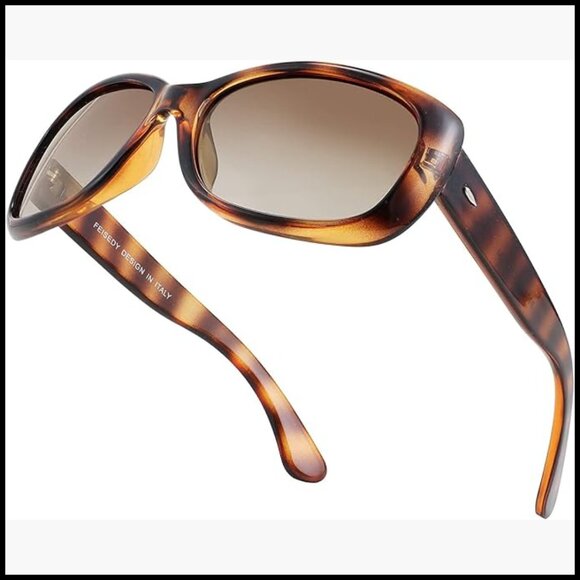 Vintage Square Polarized Sunglasses, Thick Wrap Around Frame, UV400 Protection